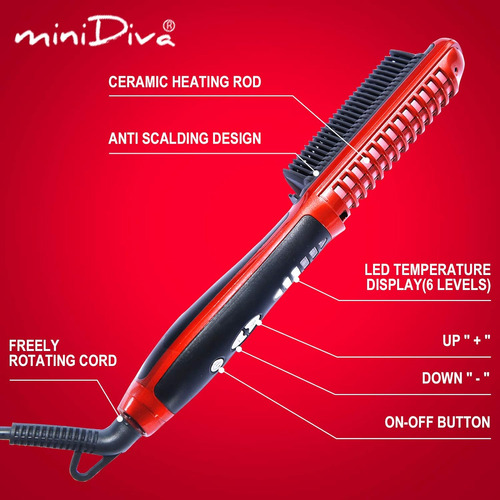 Minidiva Rizador Y Plancha De Pelo 2 En 1 Con Anti...