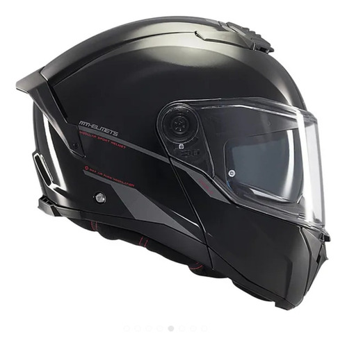 Casco Abatible Moto Mt Helmets Atom 2 Negro Gloss Ece22-06