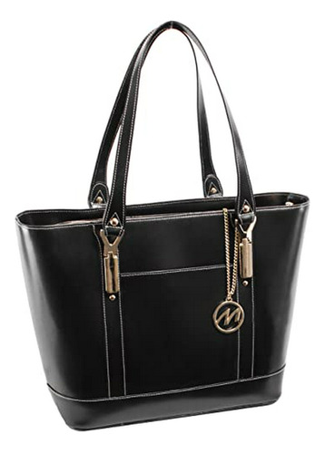 Bolso De Cuero Para Mujer Con Bolsillo Para Tablet, Negro