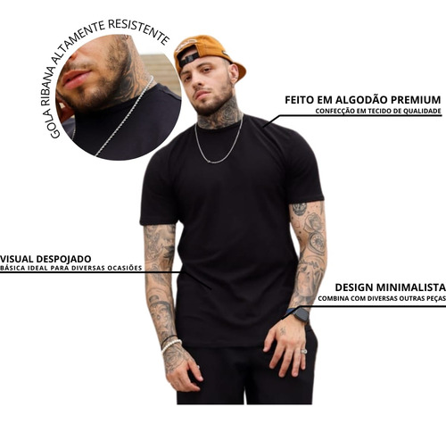 Camiseta Oversized Masculina Basica Lisa Algodão Streetwear