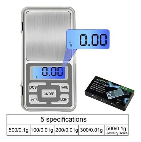 Bascula Gramera Digital De 0.01gr X 500 Gramos Blanco 500 G