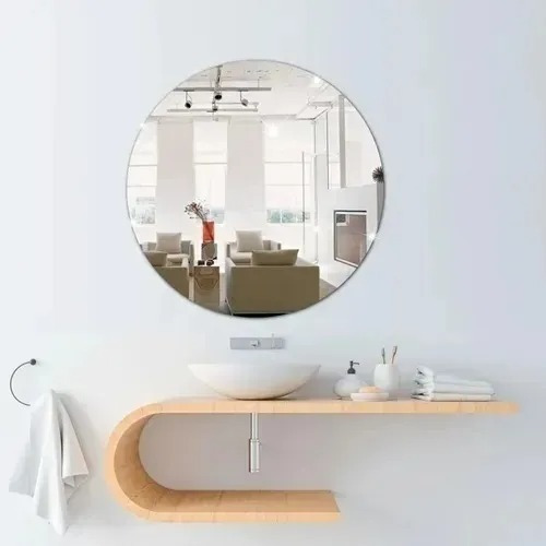 Espelho De Vidro Adesivo Decorativo Redondo 30x30cm Banheiro Cor da moldura Sem Moldura