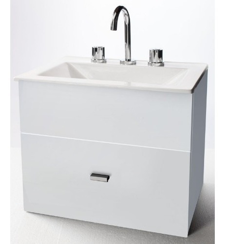 Imagen 5 de 6 de Vanitory Laqueado Colgante Blanco Colgar 50cm Bacha Oferta