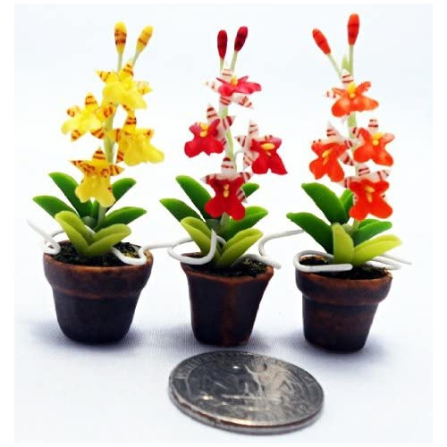 Dollhouse Miniatura Flor Oncidium Orquídeas En Macetas J