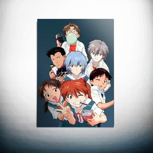 Poster Adesivo Anime Neon Genesis Evangelion Grupo