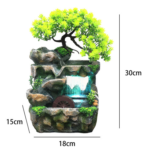 Fonte De Água Interna Com Luz Colorida 110v Mini Cascata