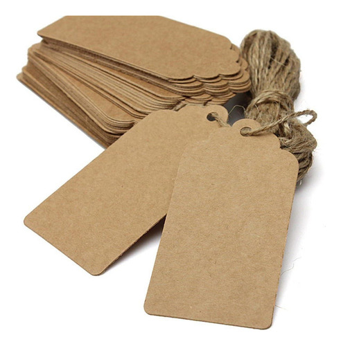 Kit 100 Tags Kraft Com Cordão De Sisal Incluso