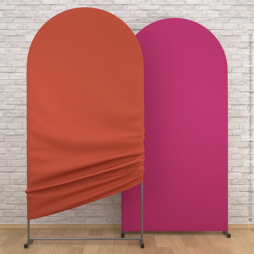 Capa Painel Romano Dupla Face Laranja/pink Liso 2x1m Veste Fácil Tecido Sublimado Decorativo Duas Cores