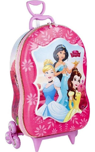 Mochila Escolar 3 Rodinhas Princesas Disney Infantil 3d Maxtoy by Diplomata