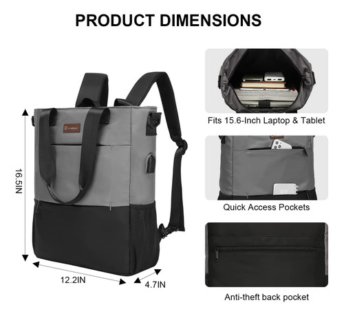 Mochila Convertible Cyureay Para Mujer, Portatil, Mochila...
