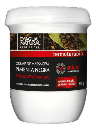 Creme De Massagem Pimenta Negra 650g - Dagua Natural