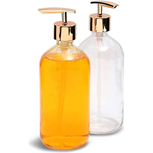 Clear Glass Soap Dispenser With Rose Gold Pump (16 Oz, ...