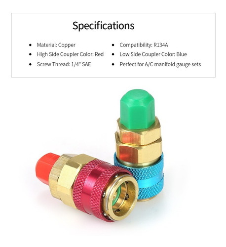 Naisicatar Adaptador R134a Ajustables Herrajes De Mayor a Menor Acoplador R/ápido De Ca De Aire del Coche del Refrigerador De Fre/ón De Man/ómetros Conector De Manguera 1//4 SAE HVAC