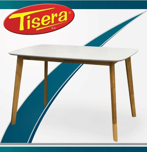 Imagen 1 de 6 de Mesa Tulip Madera Nordica Blanca Natural Hogar Tisera Tul-1