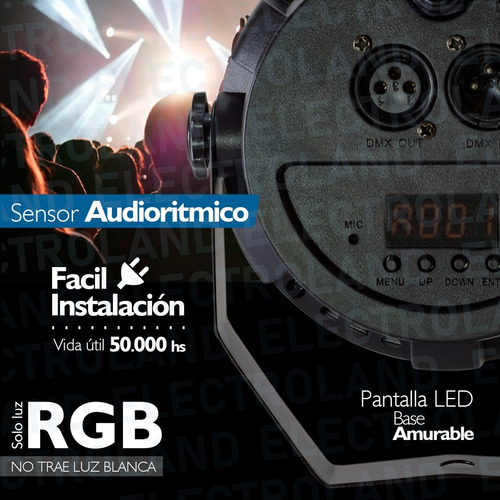 Proton Tacho Audioritmico Dmx Luz 196 Led Fiestas Rgbw 36w