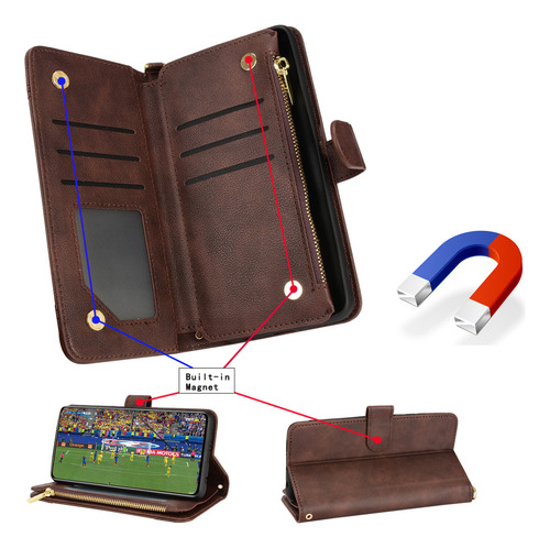 Funda Tipo Cartera Para Asus Rog Phone 5/zenfone 8/zenfone 9, Correa De Piel Con Tapa