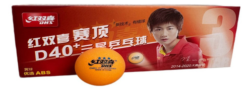 Bola Para Tênis De Mesa Dhs D40+ 3 Estrelas Laranja Cx 10 Un