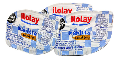 Manteca Individual Ilolay (108 Unid 10 Gr C/u) Sin Tacc