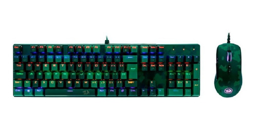 Kit Redragon Mouse E Teclado Mecânico Dark Green S108