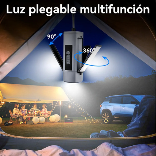Linterna de Emergencia Multifuncional Portátil Camping Luz Recargable Plegable para Exploración al Aire Libre Camping Gris