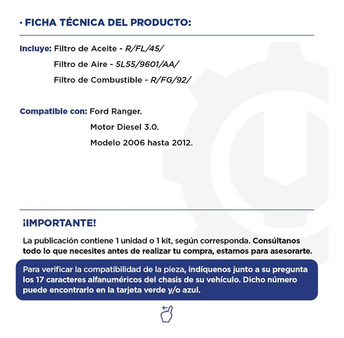 Kit 3 Filtros Ford Ranger 3.0 Diesel 06/12 Original