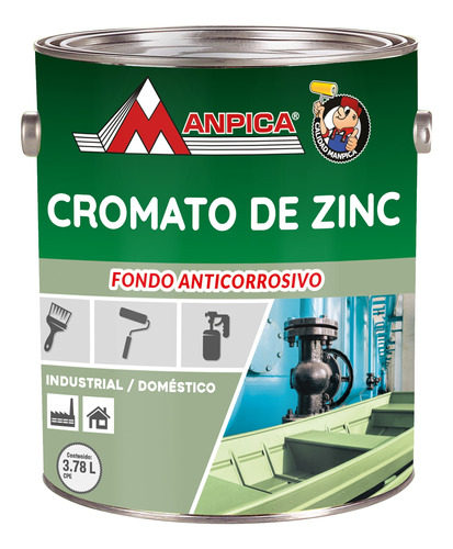 Imagen 1 de 1 de Fondo Anticorrosivo Industrial Cromato Zinc 1 Gl Manpica