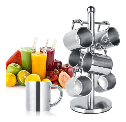 Taza De Café Tazas De Agua De Acero Inoxidable Set Rack Hold