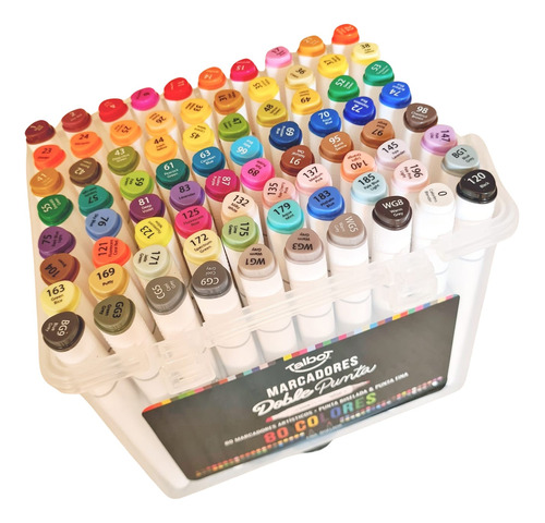 Set Marcadores Doble Punta Dibujo Talbot 80 Colores