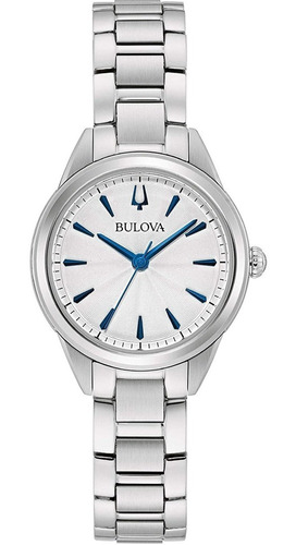 Reloj Bulova Sutton Quartz Bl96l285 Correa Plateado Bisel Plateado Fondo Plateado
