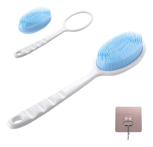 2-in-1 Silicone Body Brush With Detachable Long Handle, Dou.