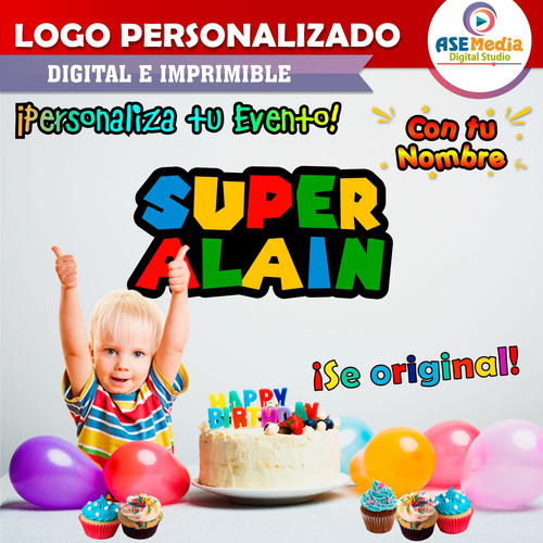 Logo Digital Mario Bros Personalizado Con Tu Nombre