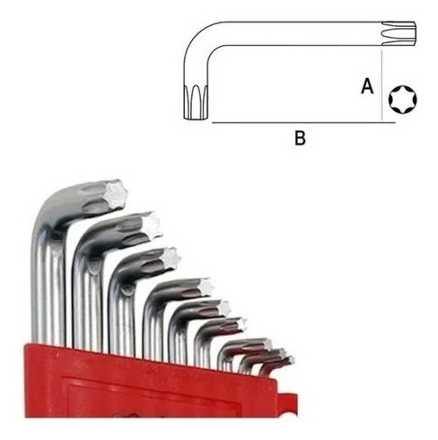 Jogo Chave Torx Extra Longa T10 A T50 9 Pçs Mtx 123079