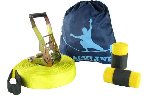 Slackline 20 Metros - Amarelo + Protetor + Bolsa