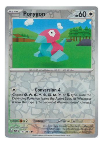 Tarjeta Pokemon Porygon 137/165 Crh S&v 151 Holo