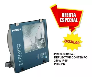 Reflector Contempo 250w Ip65 - Philips C/equipo C/lamp
