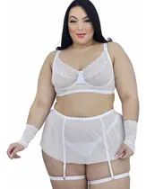 Comprar Lingerie Plus Size Luxo Completa Sensual Rendada Sexy Luvas