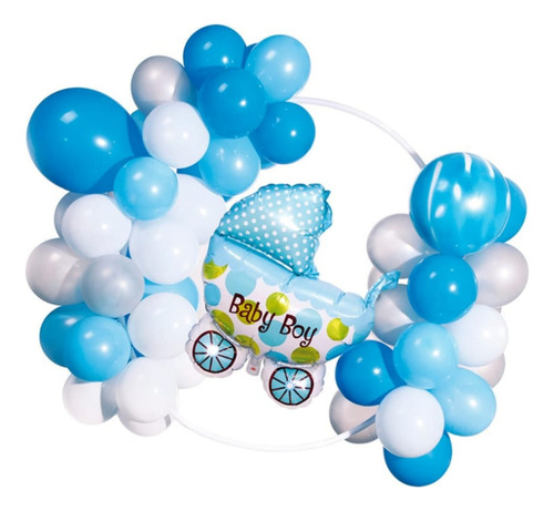 Arco Orgánico De Globos De Latex Baby Shower Niño Azul