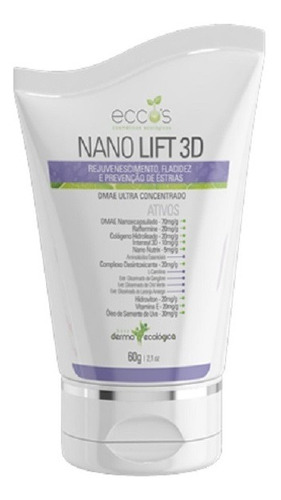 Nano Lift 3d - Creme Firmador C/ Dmae 60g Eccos Momento de aplicação Dia/Noite Tipo de pele Todo tipo de pele