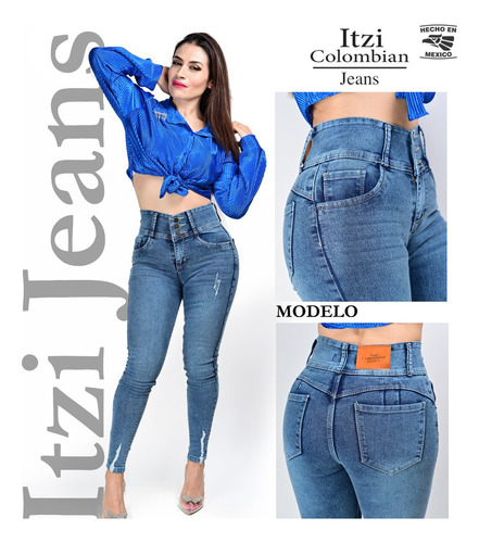 Pantalon Mezclilla De Dama Corte Colombiano Itzi Jeans E489