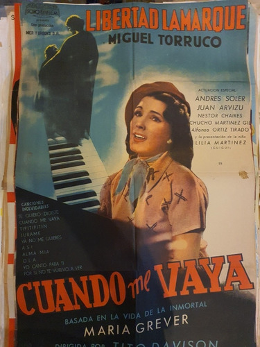 1 Antiguo Afiche De Cine Original- Con Libertad Lamarque 584