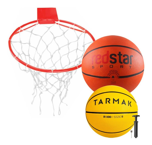 Aro Com Rede + Bola Basquete Infantil Núm 5 + Núm 7 Oficial