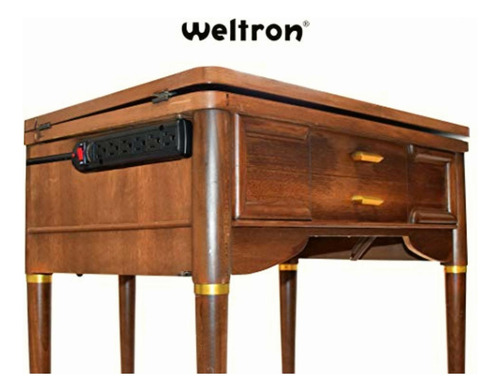 Weltron 6 Tomas De Corriente Negra Con Protector De