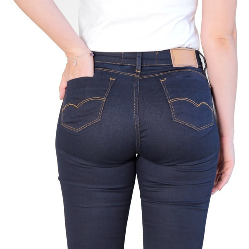 Imagem 2 de 5 de Calça Jeans Semi-flare Feminina Marinho