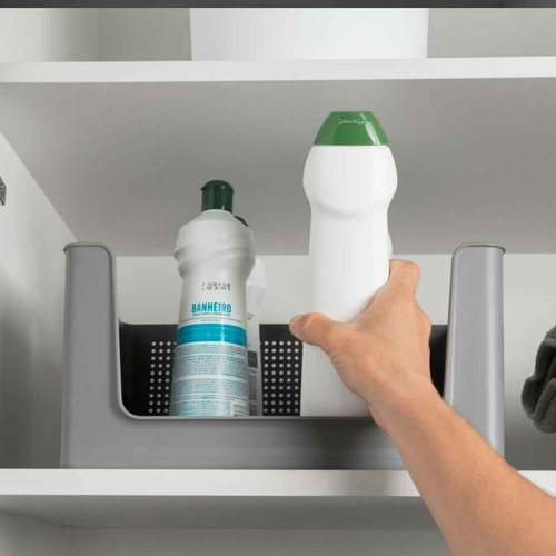 Cesto Organizador Flow Com Abertura Frontal Chumbo 16l