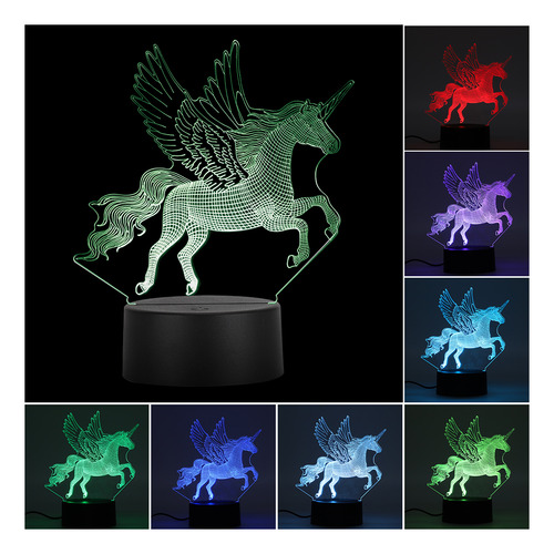 Regalo De Mesa Táctil Led Usb Tipo 3d Unicorn Night