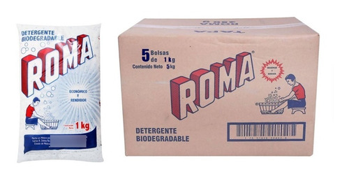 Caja 5 Pack Detergente En Polvo Roma Multiusos De 1 Kg C/u