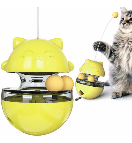 Juguete Interactivo Para Gatos Con Dispensador De Comida Color Amarillo