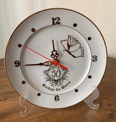 Imagem 4 de 8 de Relógio Bodas De Ouro 50 Anos Casamento 21cm