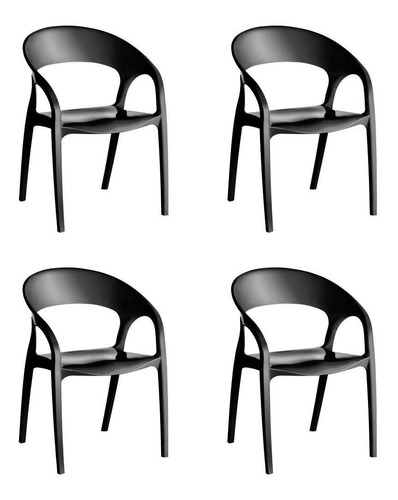 Cadeira de jantar Kappesberg Glass Plus, estrutura de cor  preto, 4 unidades