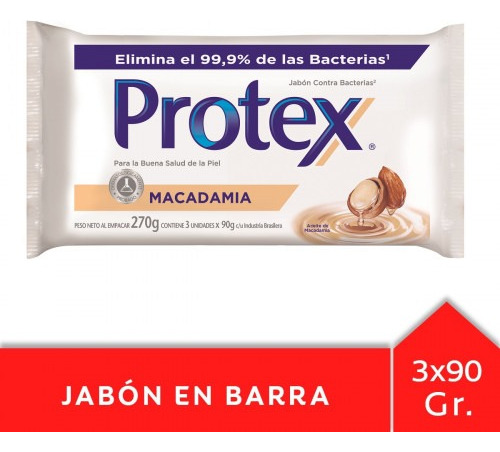 Jabon Antibacterial Macadamia 3 De 90gr